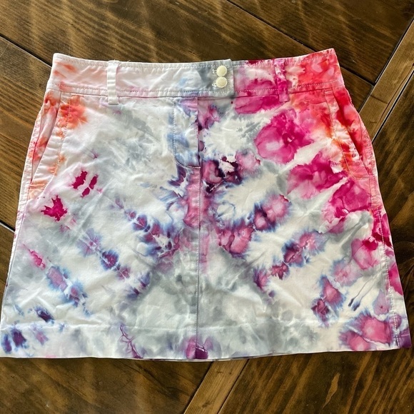 J. Crew Dresses & Skirts - JCrew white denim skirt that has been hand crafted tie dyed size 10 stretch